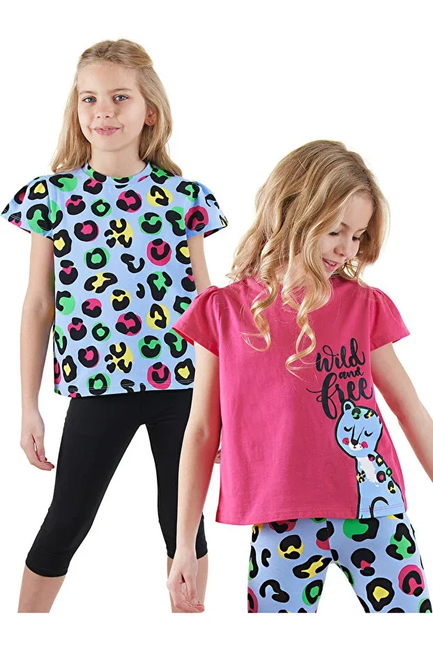 Детский комплект футболок для девочек Leopard Denokids, Pink