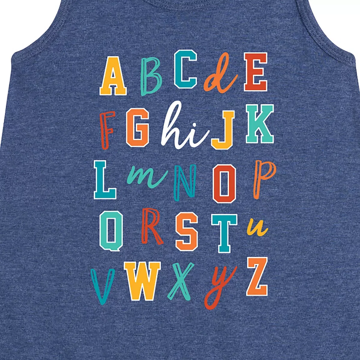 Детское платье-трапеция для девочек без рукавов с принтом Random Alphabet Instant Message, Heather Navy — фото 2