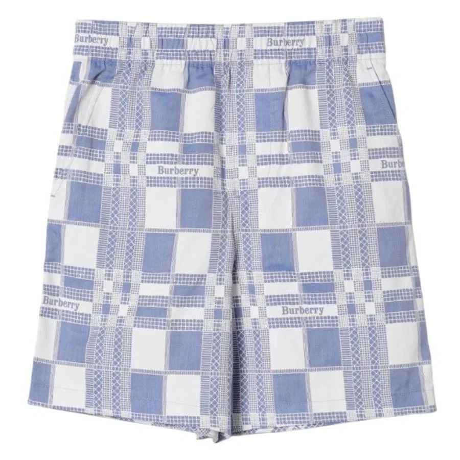 Шорты с жаккардовым принтом Kids Logo Check Burberry, Pale Blue Ip Pat