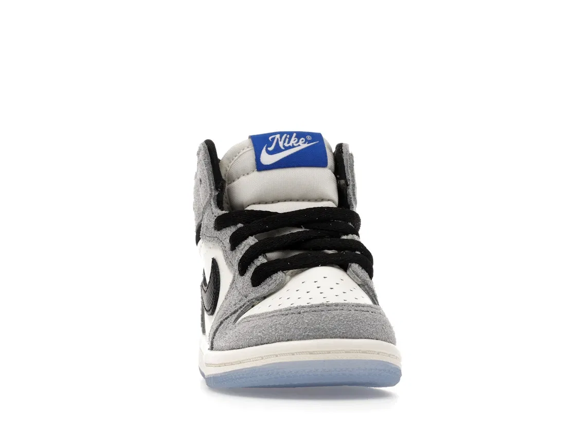 Детские кроссовки с контрастными вставками Jordan 1 Retro High OG All Star Cool Grey (TD), Cool Grey/Game Royal/Black — фото 2