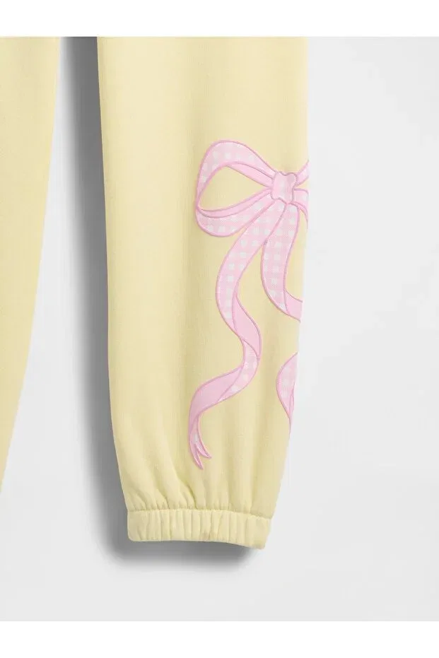 Детские спортивные штаны для девочек с принтом Relaxed Logo Jogger Gap, Yellow — фото 2