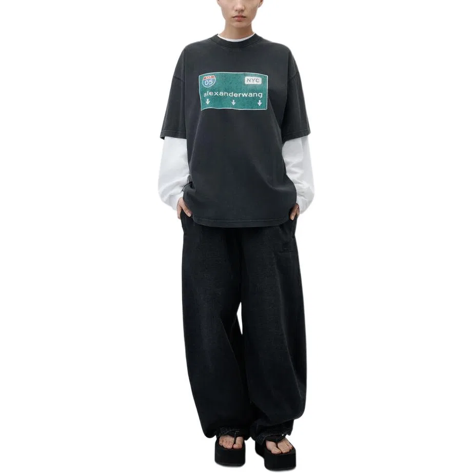 Женская футболка с круглым вырезом Carbon Black Alexander Wang, Carbon Black — фото 3