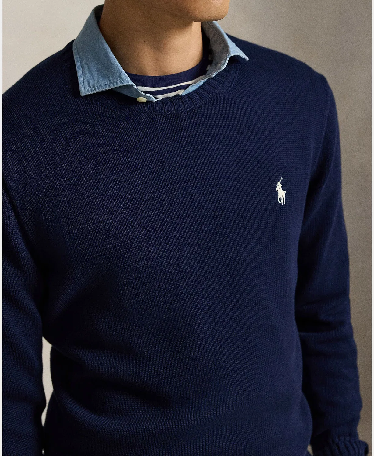 Мужский джемпер из хлопка, Polo Ralph Lauren, темно-синий — фото 3