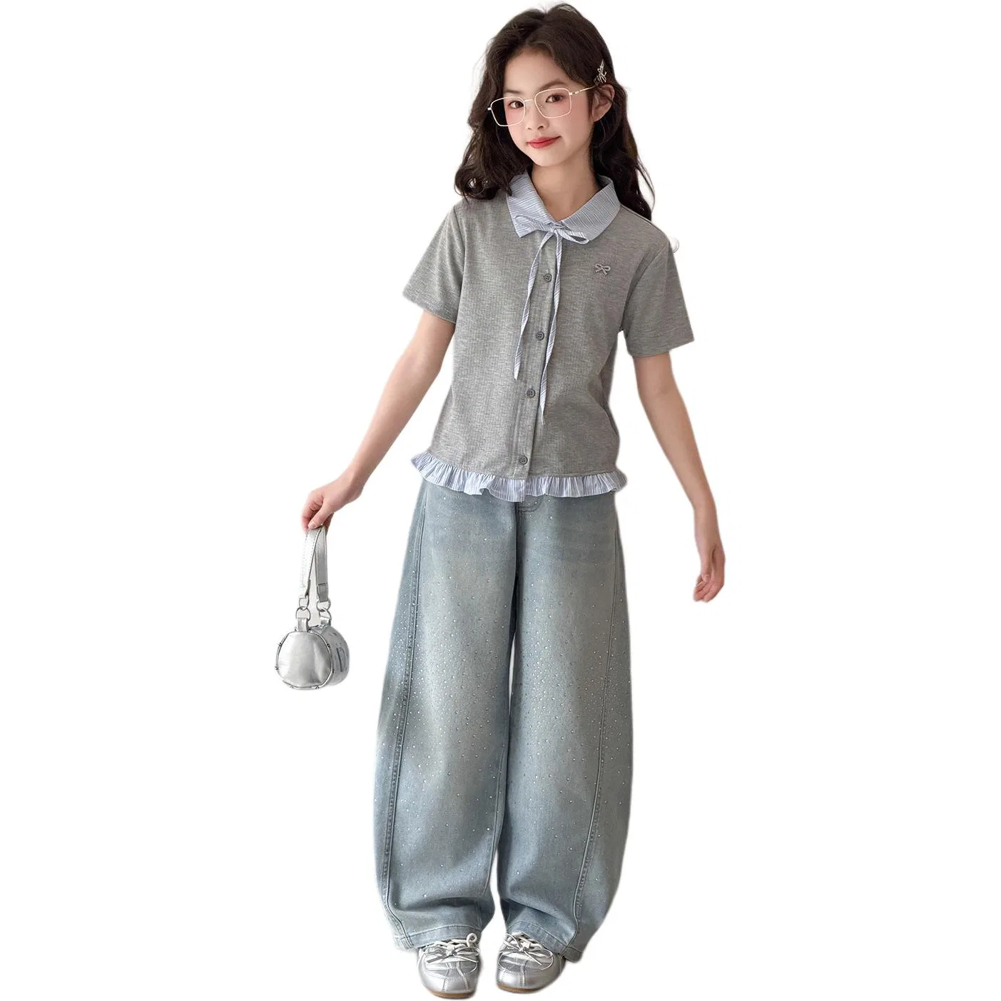 Детский комплект спортивной одежды с длинным рукавом MADALLO, Ecru Two-Piece Set — фото 3