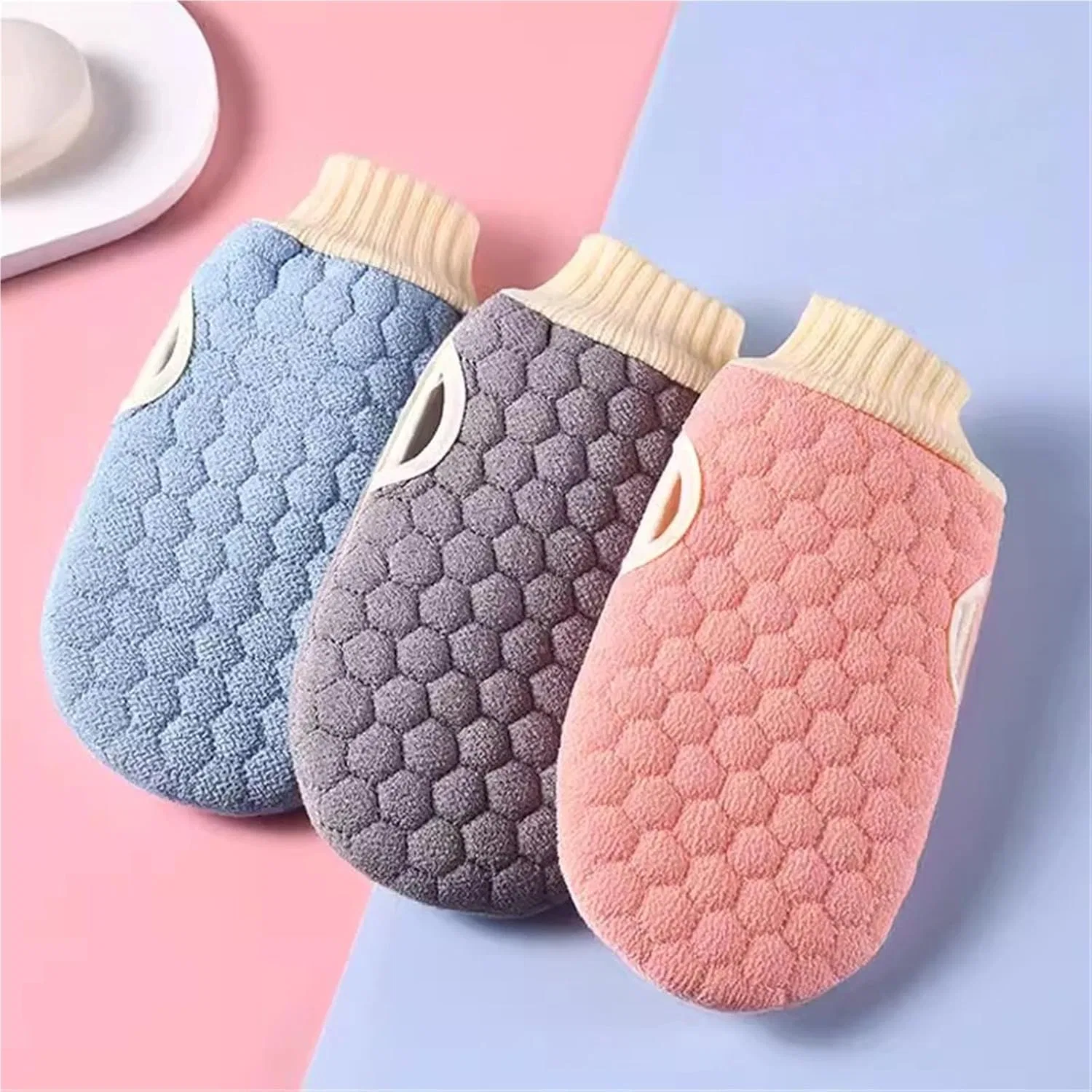 Двусторонняя варежка для пилинга XUMKFJRE, 1 шт, Pink — фото 3