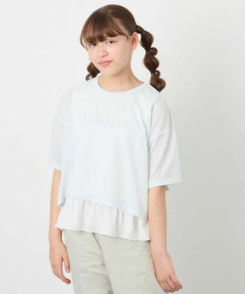 Детский комплект из футболки и топа с принтом, модель Layerd Sheer T Set, a.v.v, Light Gray — фото 2