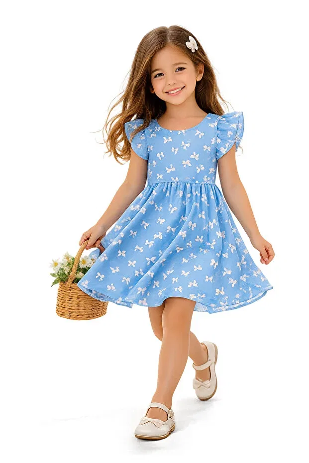 Детское платье для девочек с принтом Summer Dress Özge Başaran, Blue