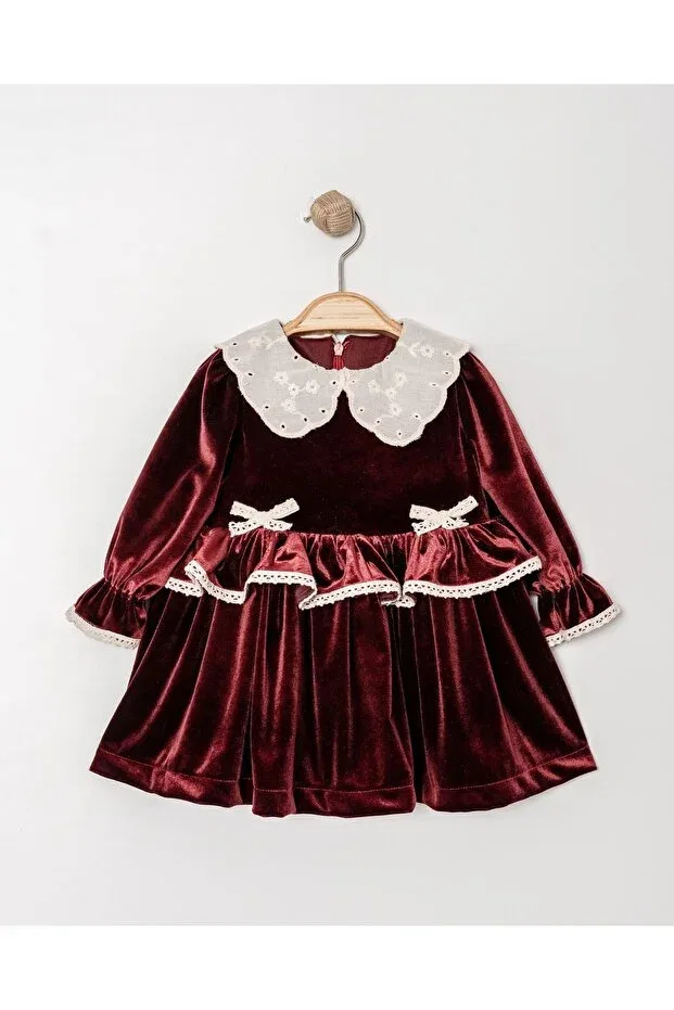 Детское платье для девочек бархатное с длинным рукавом Eray Kids, Red — фото 2