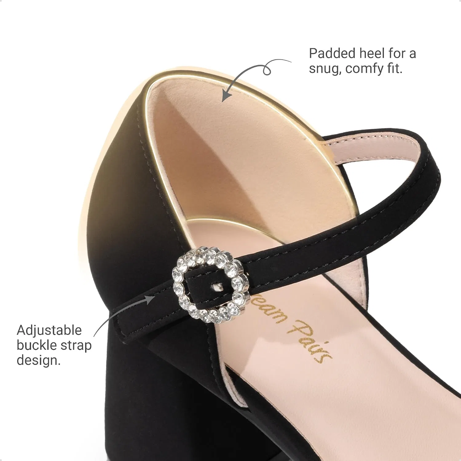 Детские туфли для девочек на платформе с цветочным принтом DREAM PAIRS, Black — фото 4