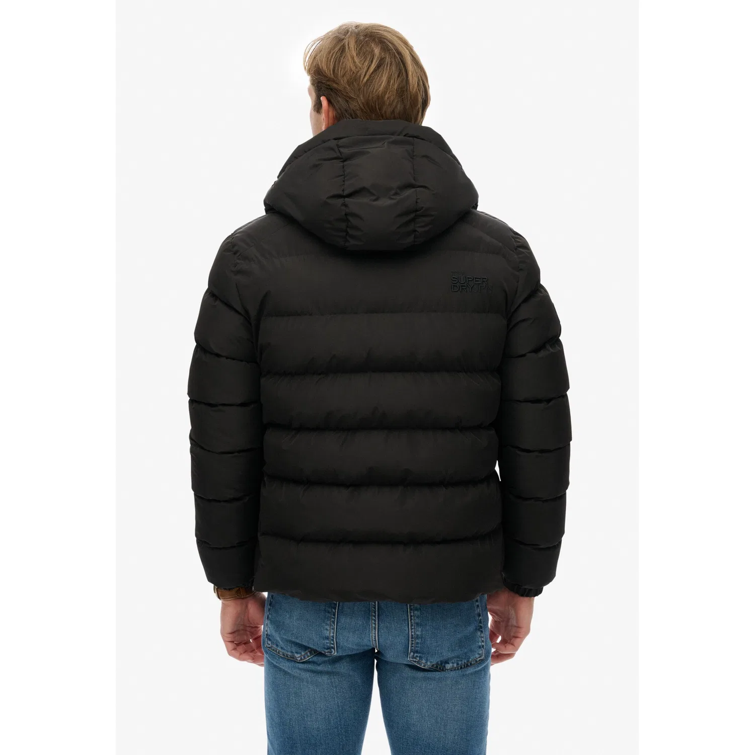 Мужская стеганая куртка с капюшоном Superdry, Black/Black — фото 4