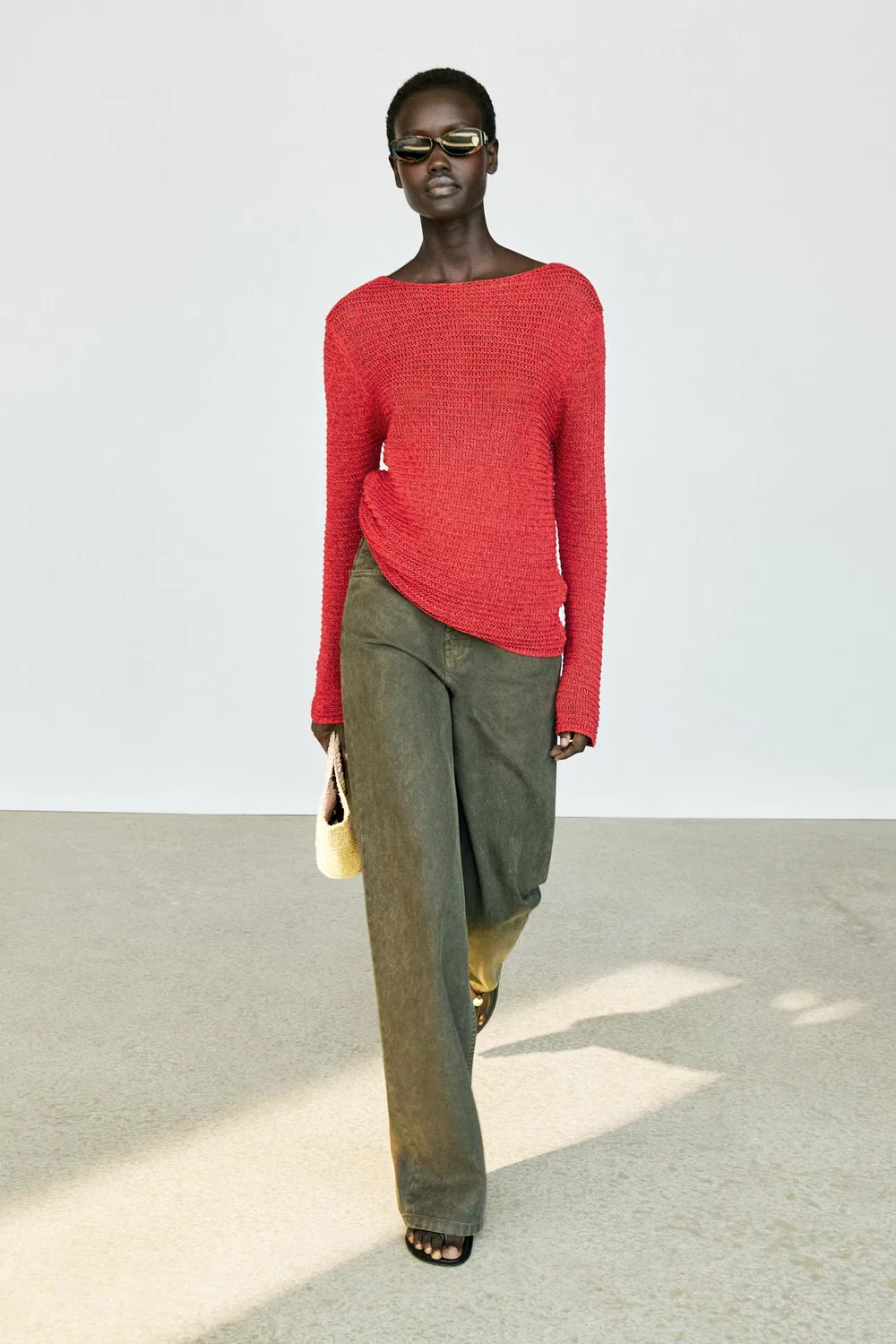 Свитер Massimo Dutti Boat Neck Knit, красный — фото 3