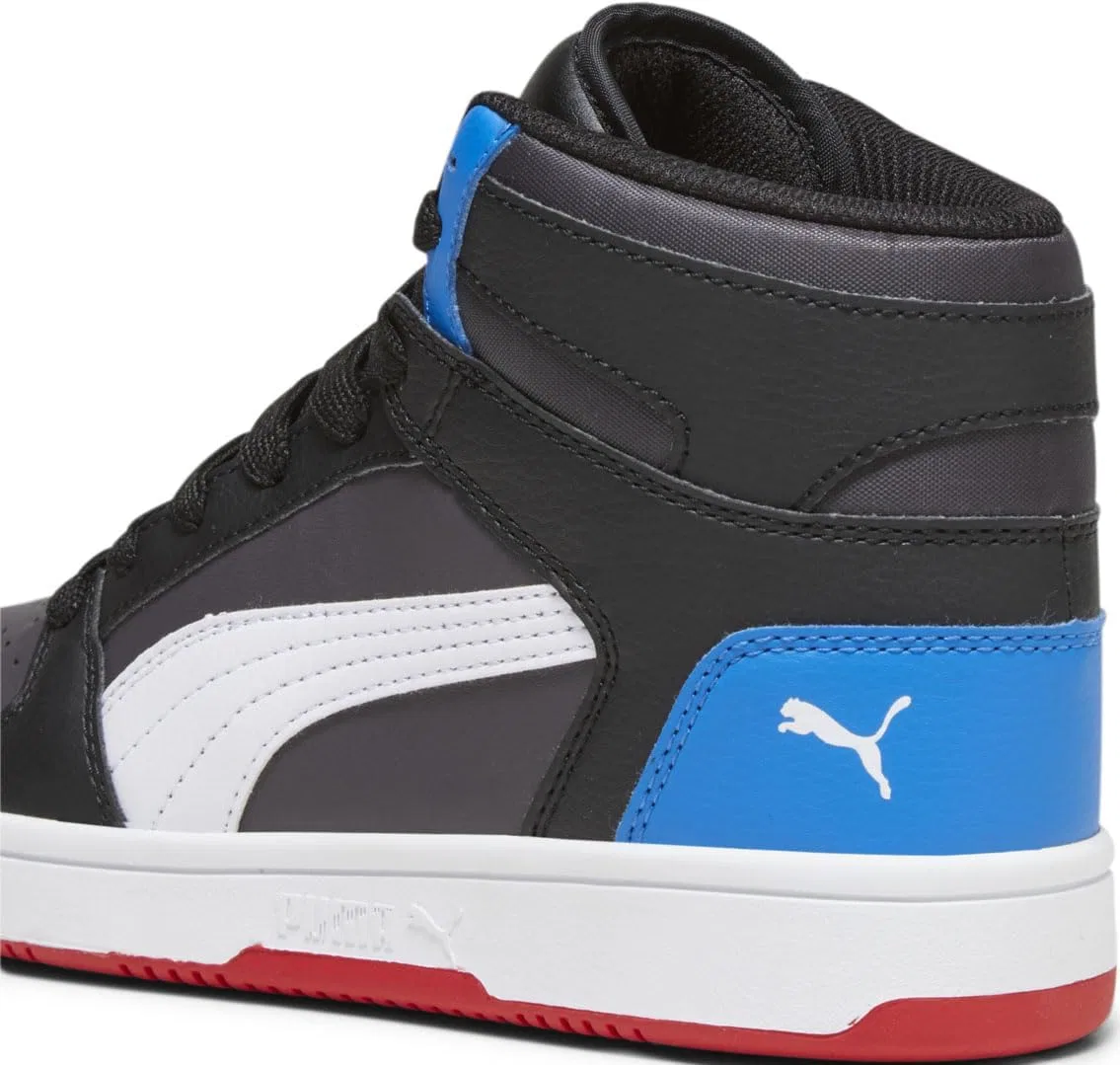 Детские кроссовки для мальчиков с шнуровкой Rebound Layup Mid PUMA, Black — фото 2