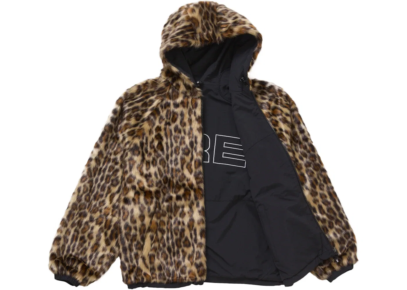 Мужская куртка с капюшоном из искусственного меха двусторонняя Supreme Jacket, Black — фото 4