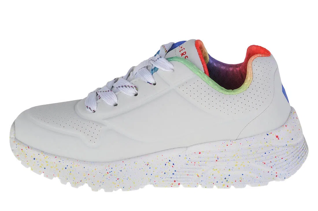 Детские кроссовки для девочек с принтом Uno Lite Rainbow Speckle Skechers, Weiss — фото 2