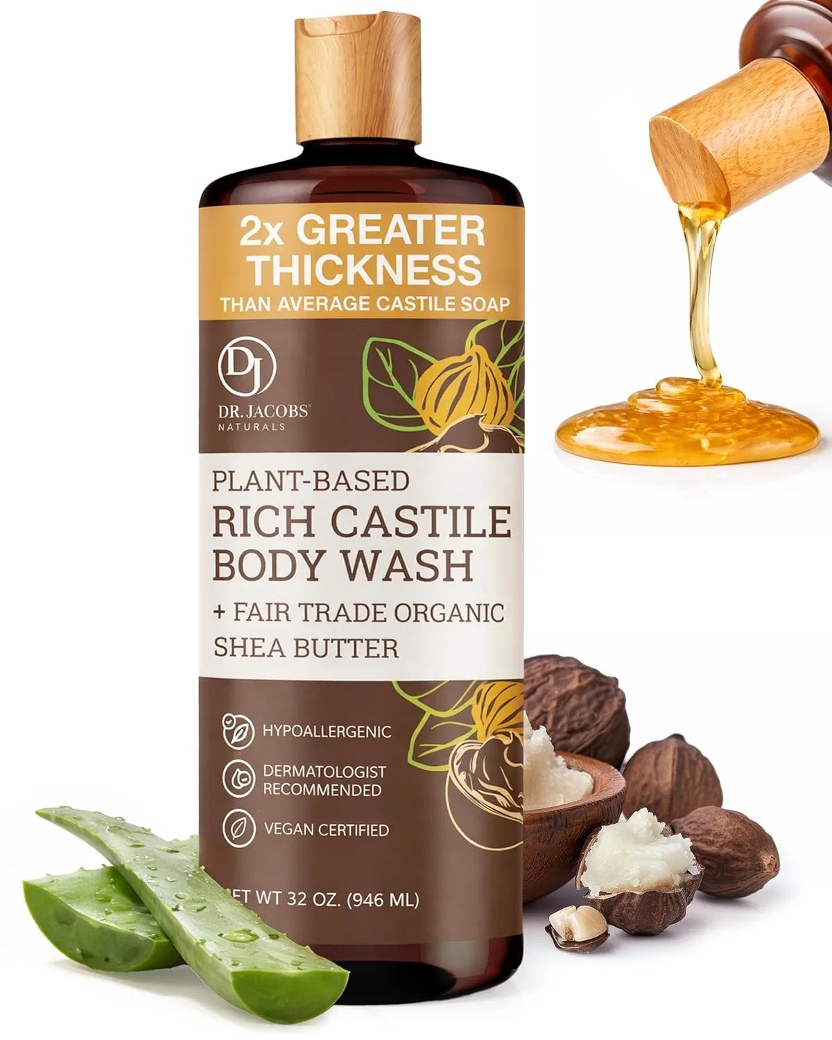 Жидкое мыло Pure Castile, DR.JACOBS NATURALS, 900мл, Ши