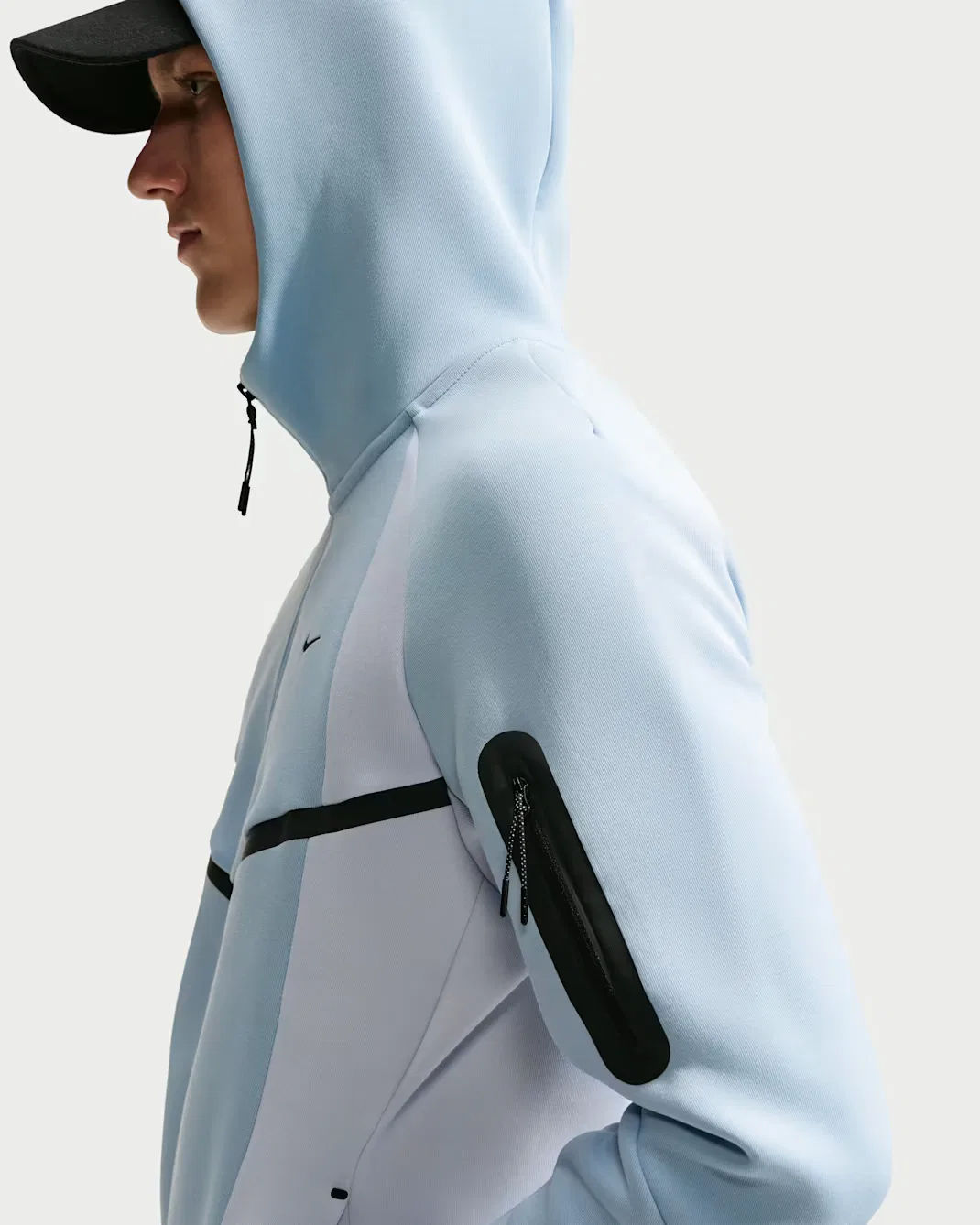 Мужская флисовая ветровка на молнии с цветовыми блоками Nike Tech, Light Armory Blue/Football Grey/Black — фото 3