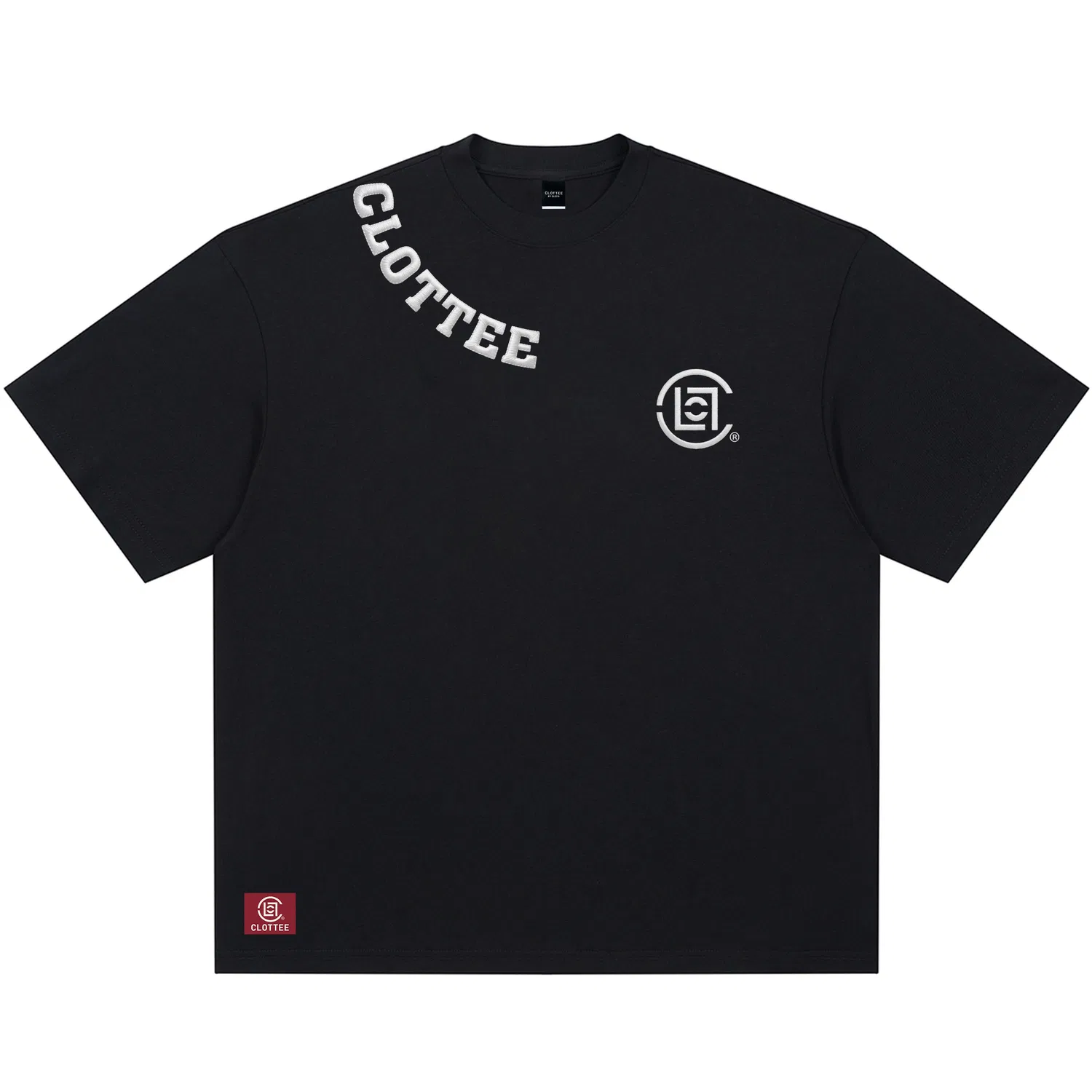 Детская футболка с круглым вырезом, прямой крой, Crew Neck Moderate Straight Fit, CLOT, Black