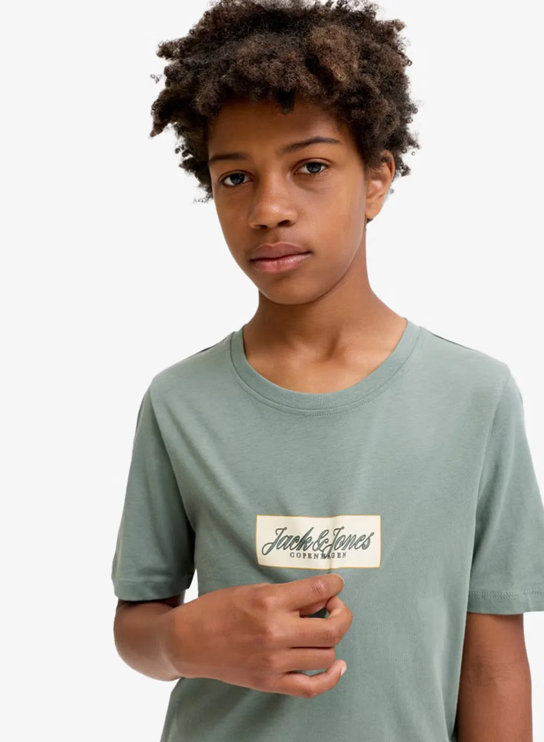 Футболка с принтом Youth box logo Jack & Jones Junior, зеленый — фото 3