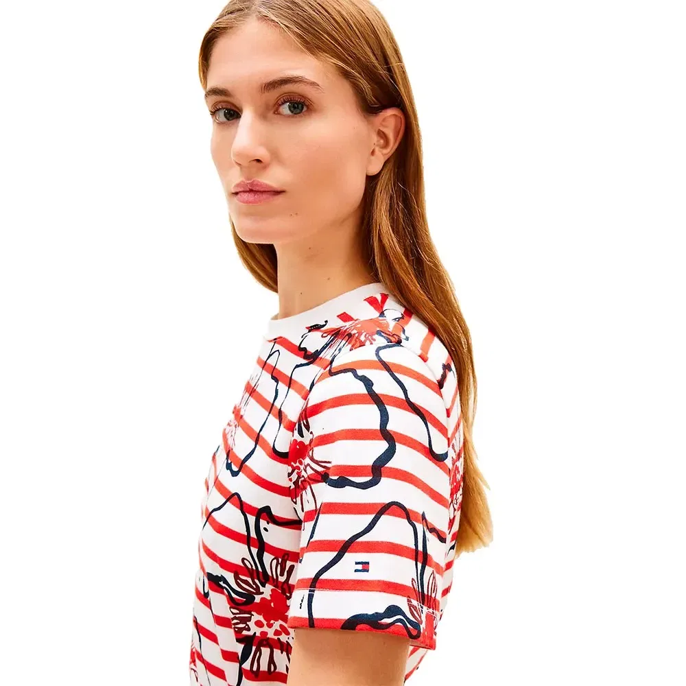 Женская футболка с цветочным принтом Flower Graphic Tommy hilfiger, White — фото 4