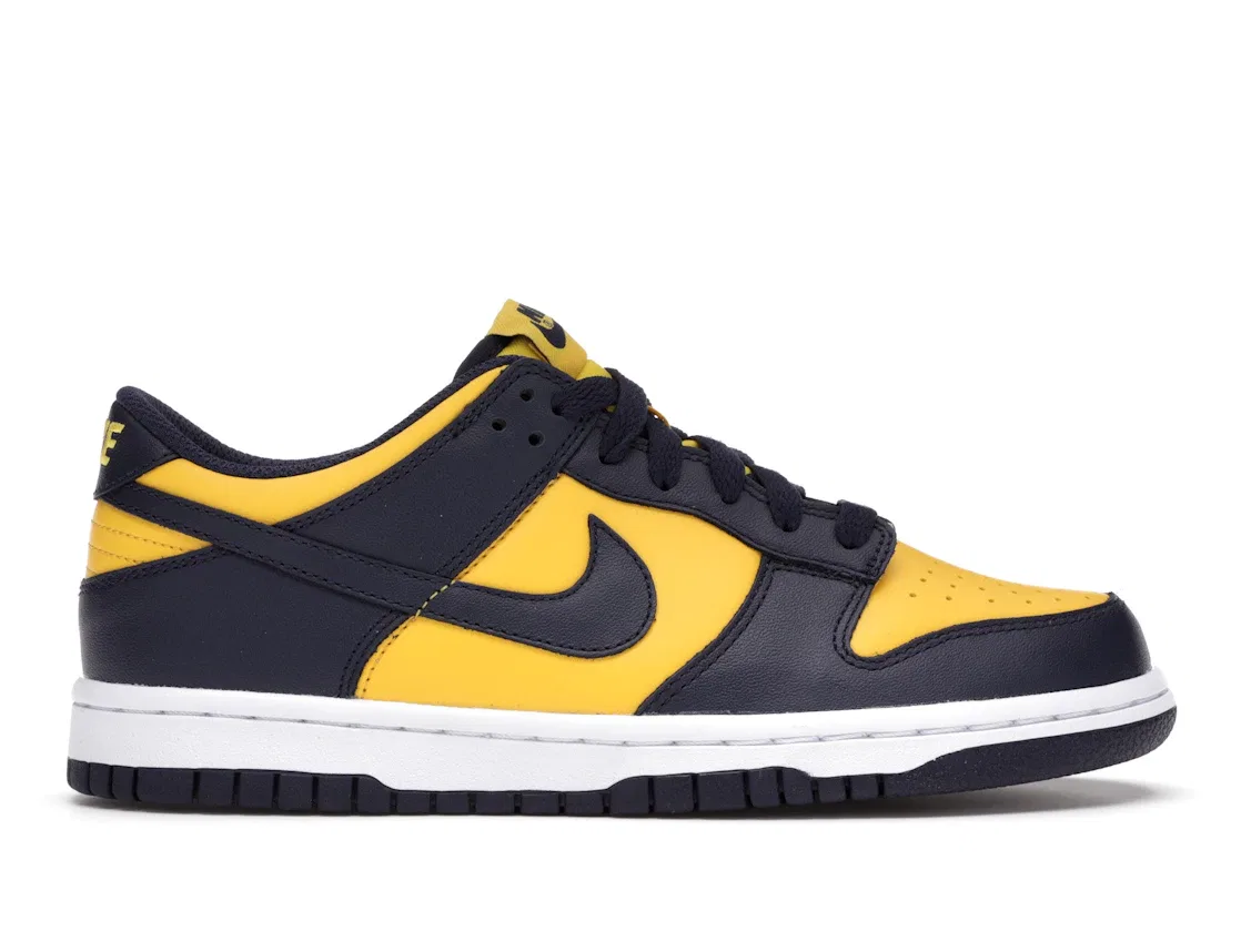 Детские кроссовки для мальчиков с принтом Nike Dunk Low Nike, Varsity Maize/Midnight Navy-White
