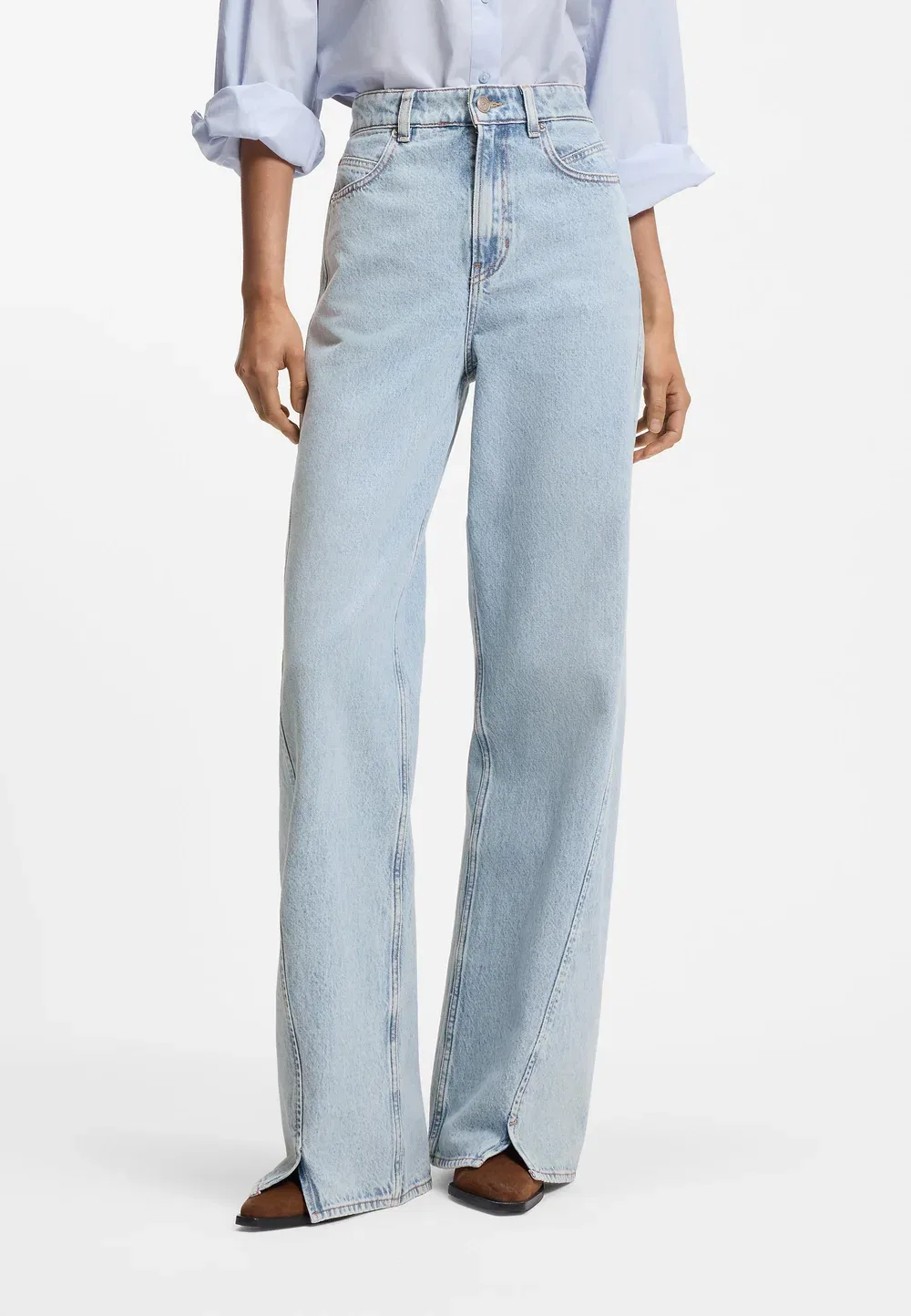 C_Marlene slit hr - wide leg Boss, Open Blue