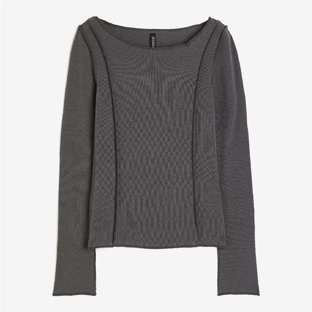 

Лонгслив H&M Flatlock Seams, темно-серый