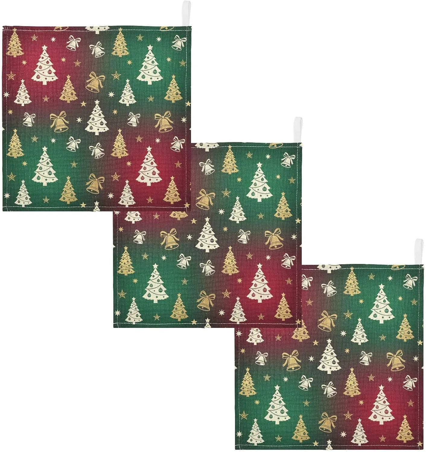 Марлевые салфетки для лица, 100% хлопок, GuoChe, набор 5 шт, 30x30 см, Christmas Tree Pattern — фото 2