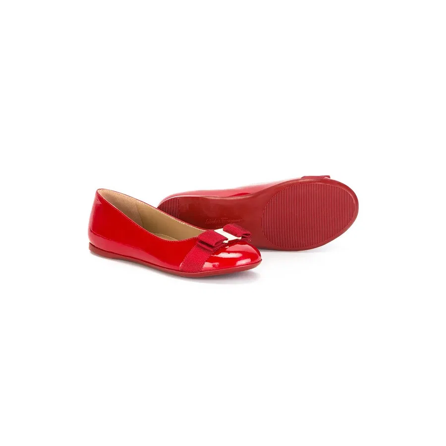 Балетки с резиновым верхом Mini Varina Ferragamo, Red — фото 2