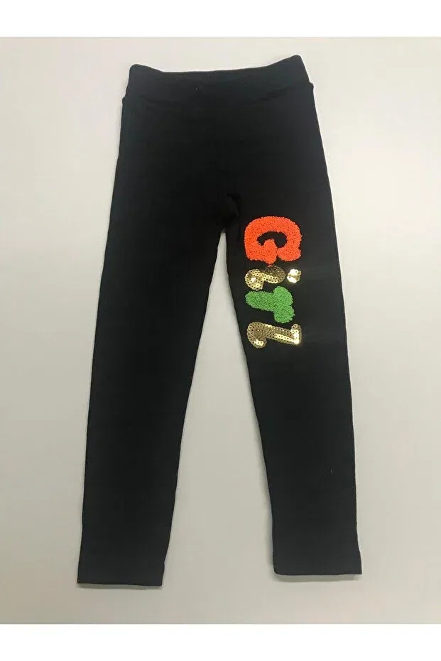 Детские леггинсы для девочек с начесом с принтом Baby Slon Kids Clup, Black-Girl