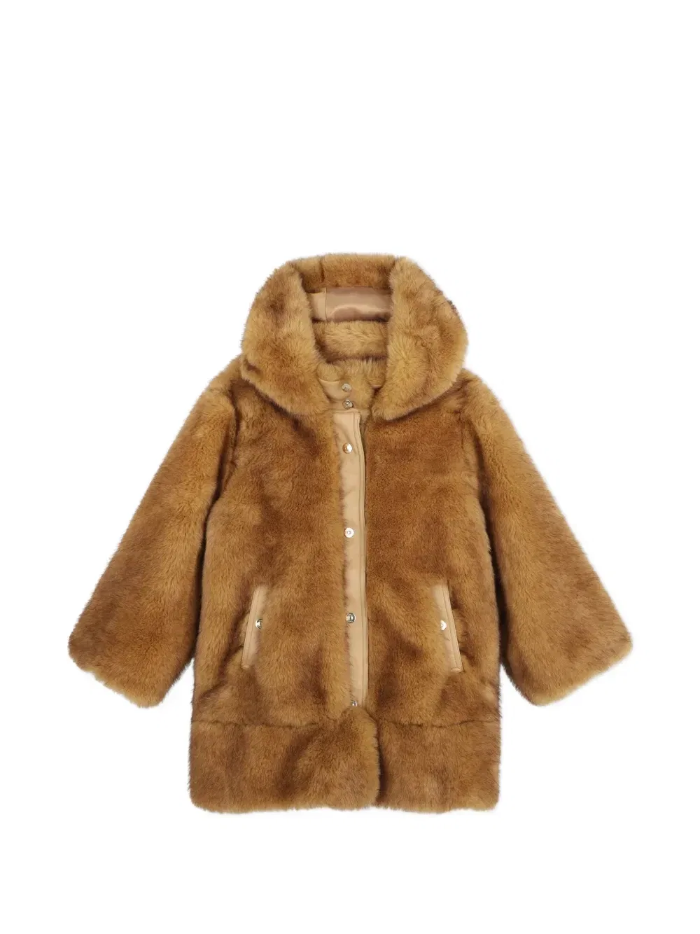 Шуба из искусственного меха с капюшоном Chloe Kids, коричневый