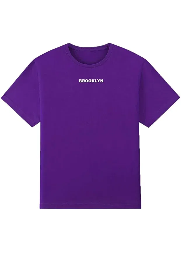 Детский комплект футболок для мальчиков с принтом Brooklyn Printed 3 Color Oversize Crew Neck Machetta, Saxblue-Orange-Purple — фото 2