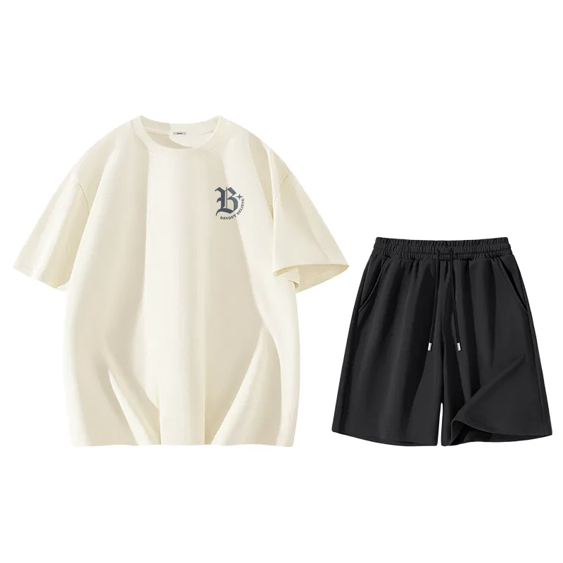 Детский комплект спортивной одежды 2 шт. MINISO, Light Beige (Gothic Gray Chest Label)+Black