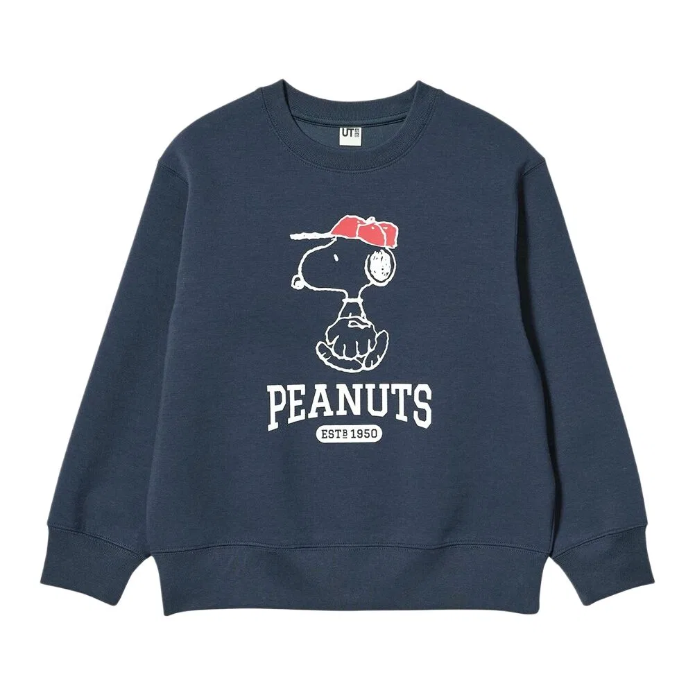 Детское худи с круглым вырезом UNIQLO X PEANUTS, Цвет 69 Navy Blue
