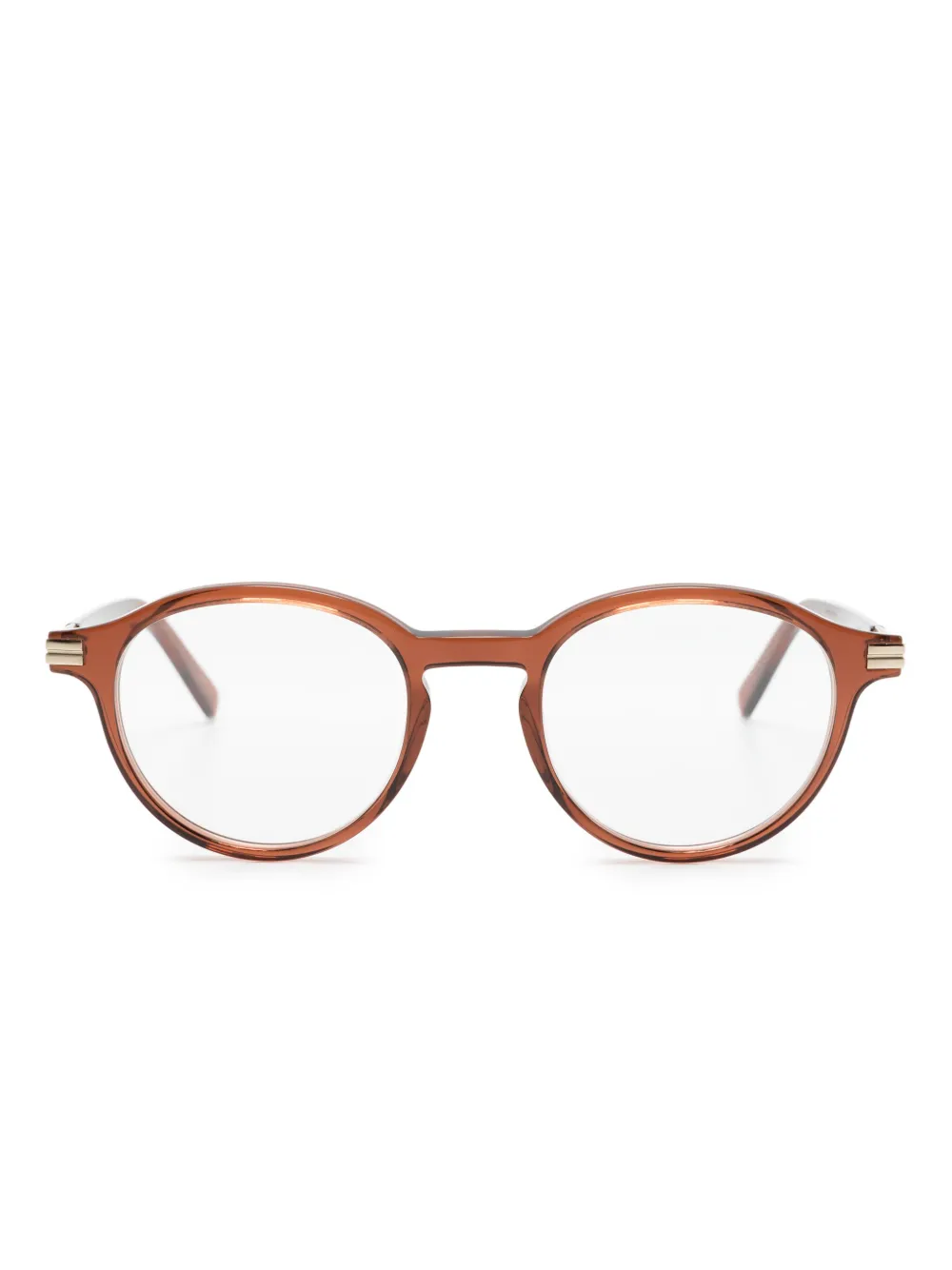 

Очки в круглой прозрачной оправе Zegna, коричневый