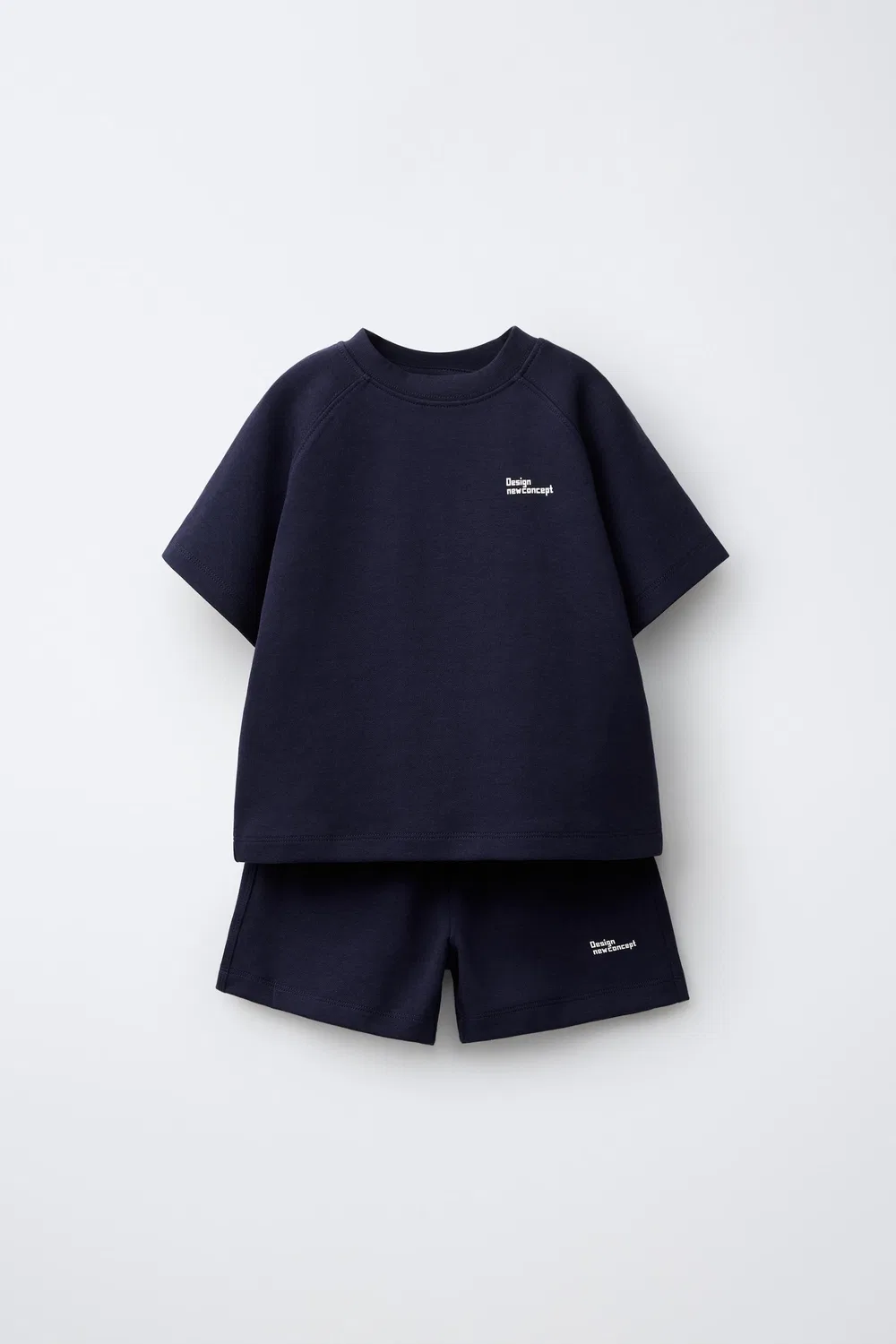 Спортивный комплект из футболки и шорт-бермуд из хлопка. ZARA, Navy blue