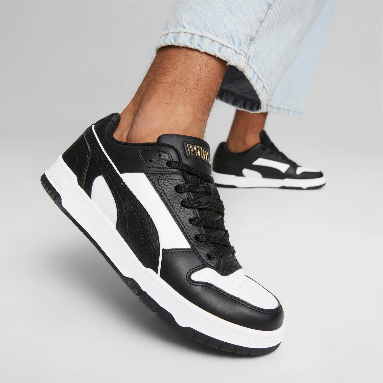 Детские кроссовки с высоким верхом Puma RBD Game Low, Color Schwarz Weiss Gold — фото 3