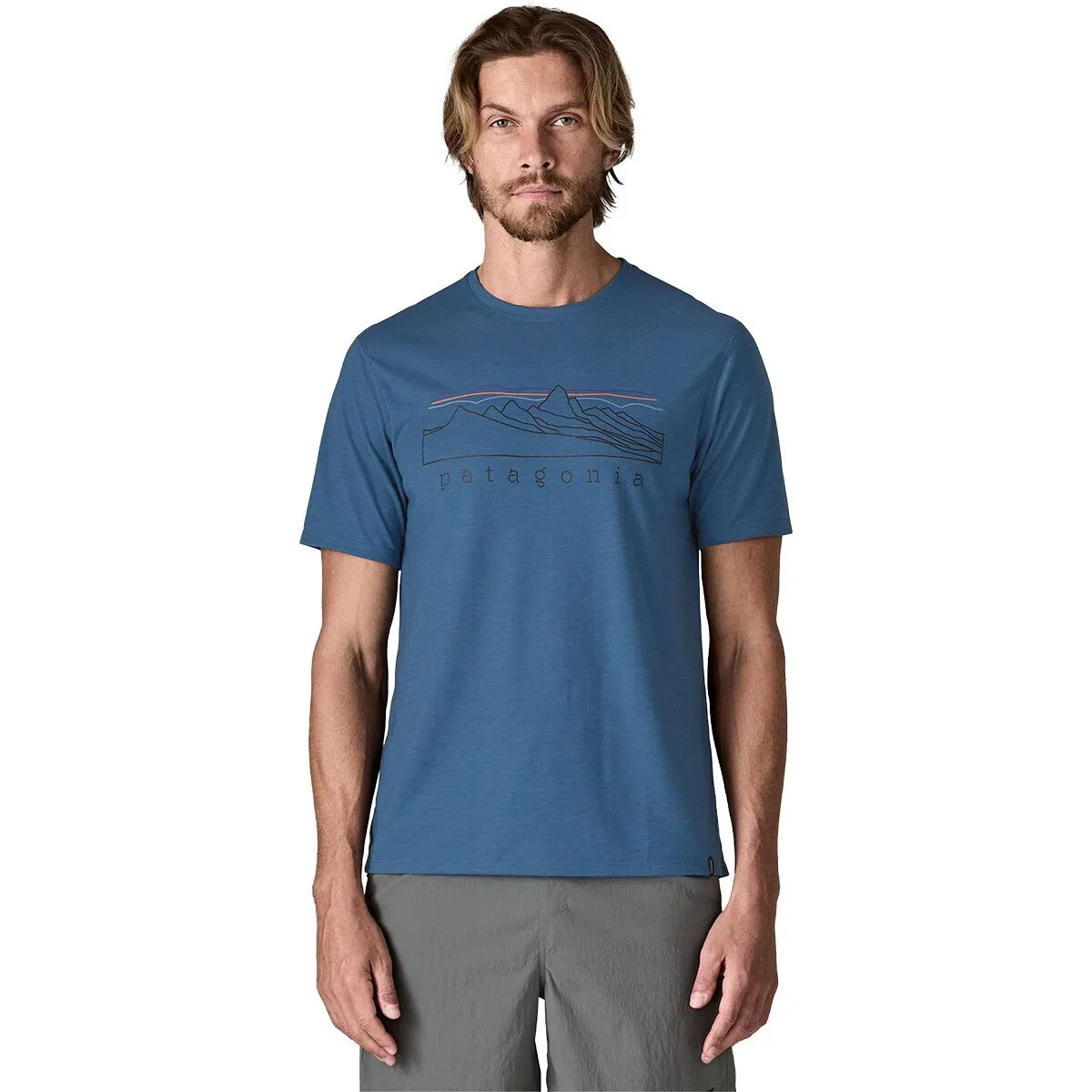 Мужская футболка с принтом Capilene Cool Trail Stratapeaks Patagonia, Aquatic Blue