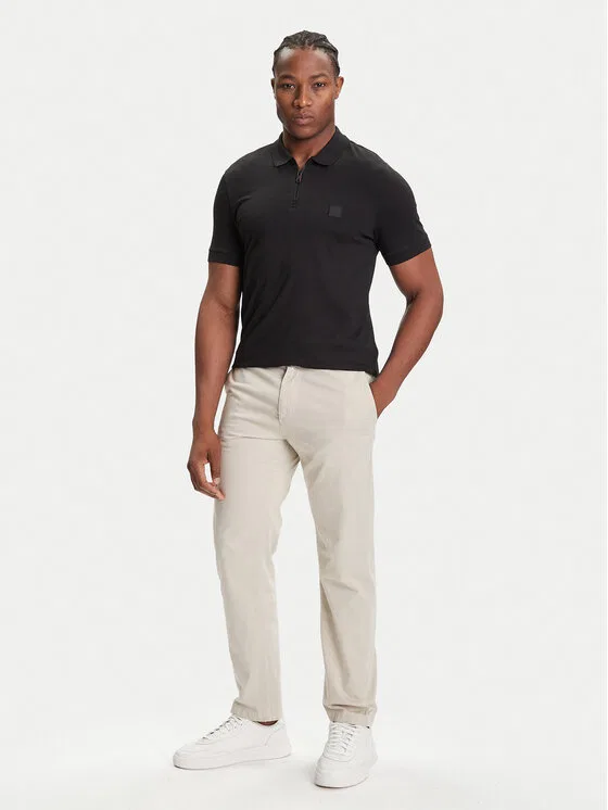 Поло slim fit Passerzip Boss, черный — фото 2