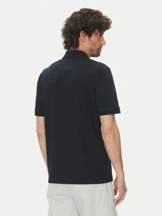 Поло regular fit Pe_Interlock Boss, темно-синий — фото 3