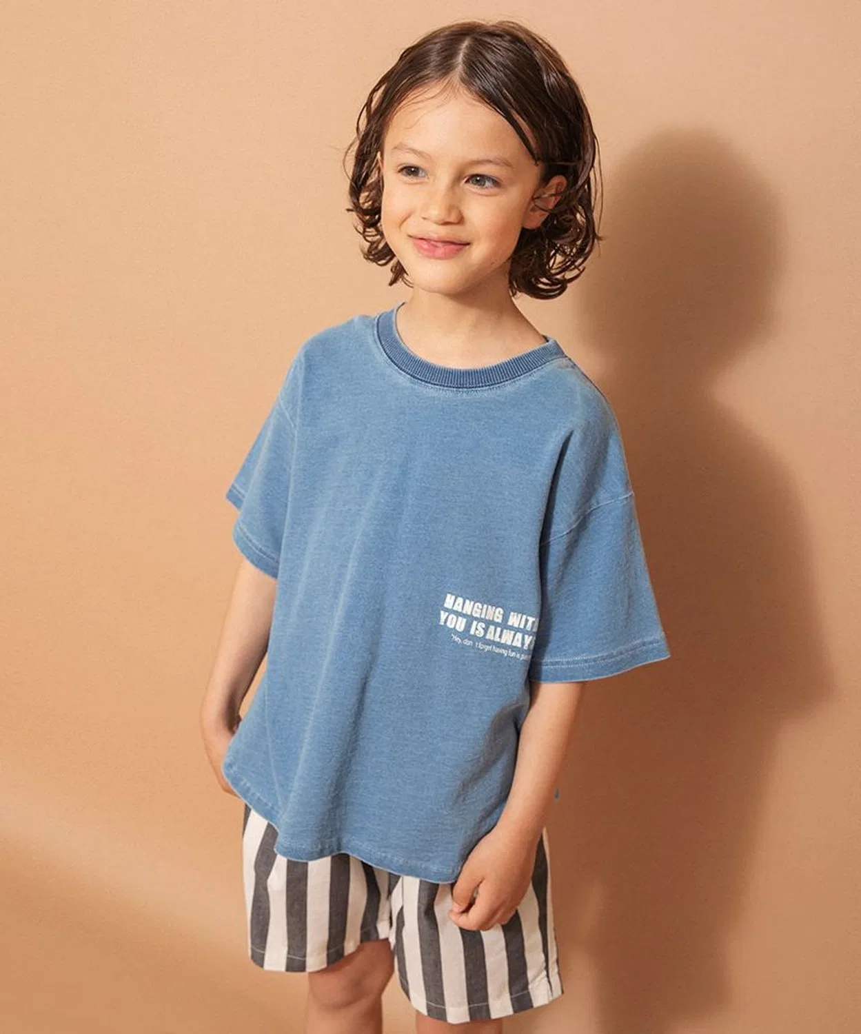 Детская футболка с принтом Indigo Round Hem T-Shirt branshes, Blue
