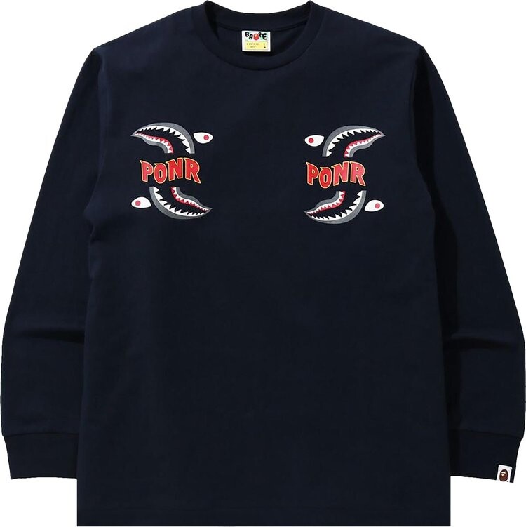 

Лонгслив BAPE Shark PONR Long-Sleeve Tee 'Navy', синий