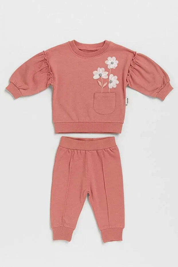 Детский спортивный костюм с цветочным принтом, с длинным рукавом Luna Kids Store, Pink — фото 2