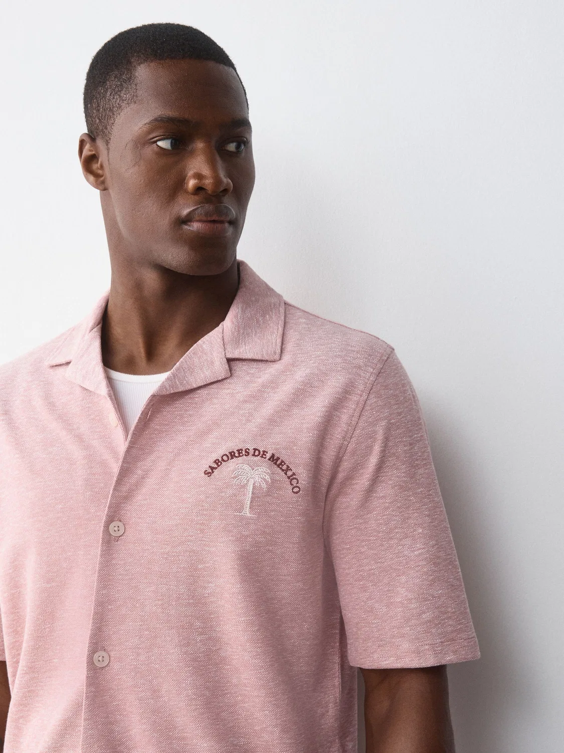 Рубашка из хлопка и льна, Corail Pink Next