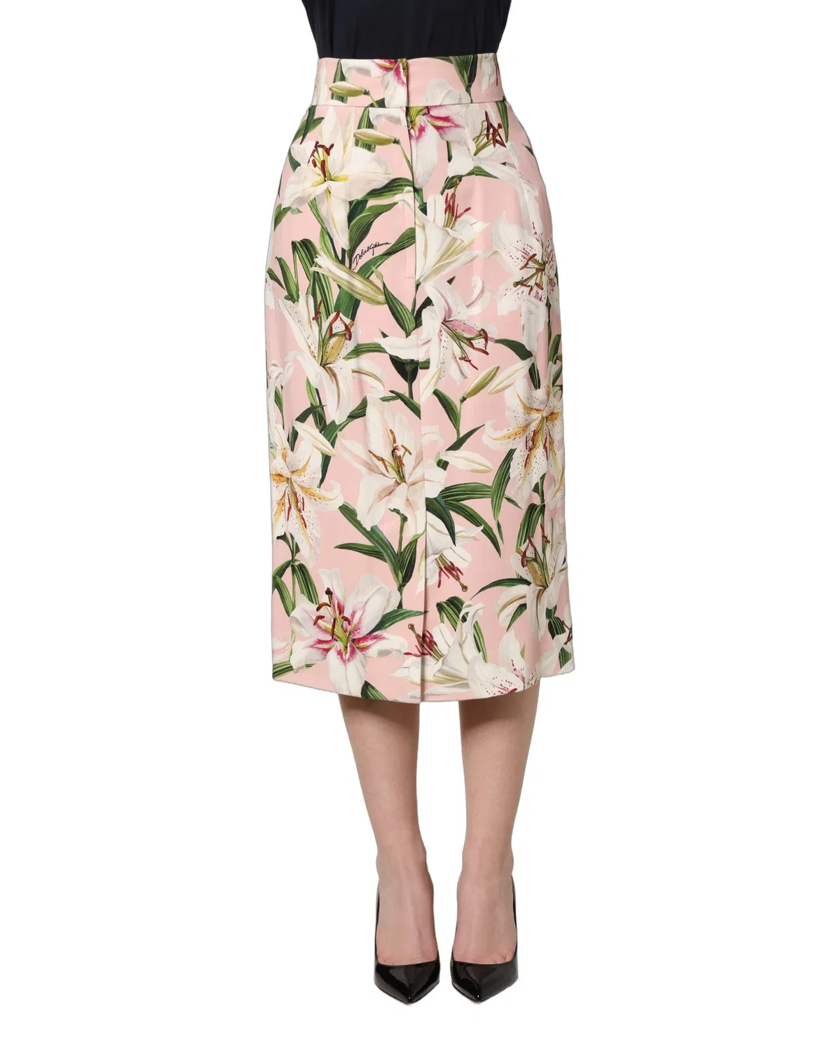Женская юбка-карандаш с завышенной талией с принтом Lilium Pink Lilium Print Dolce & Gabbana, Pink — фото 2