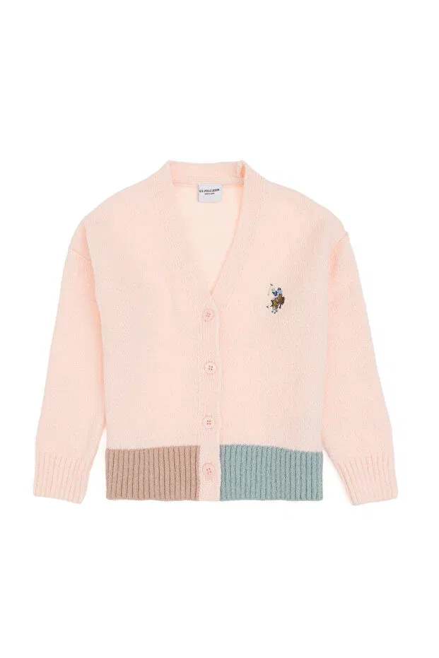 Детский кардиган для девочек с длинным рукавом U.S. Polo Assn., Light Pink — фото 4