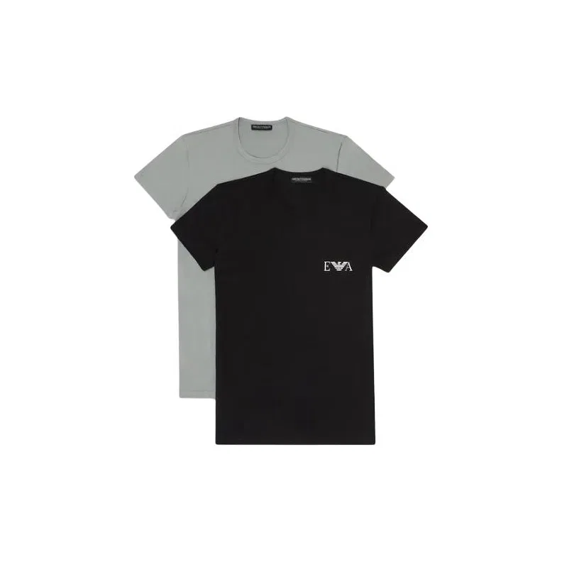 Мужская футболка с коротким рукавом, комплект из 2 штук, EMPORIO ARMANI, Gray/Black