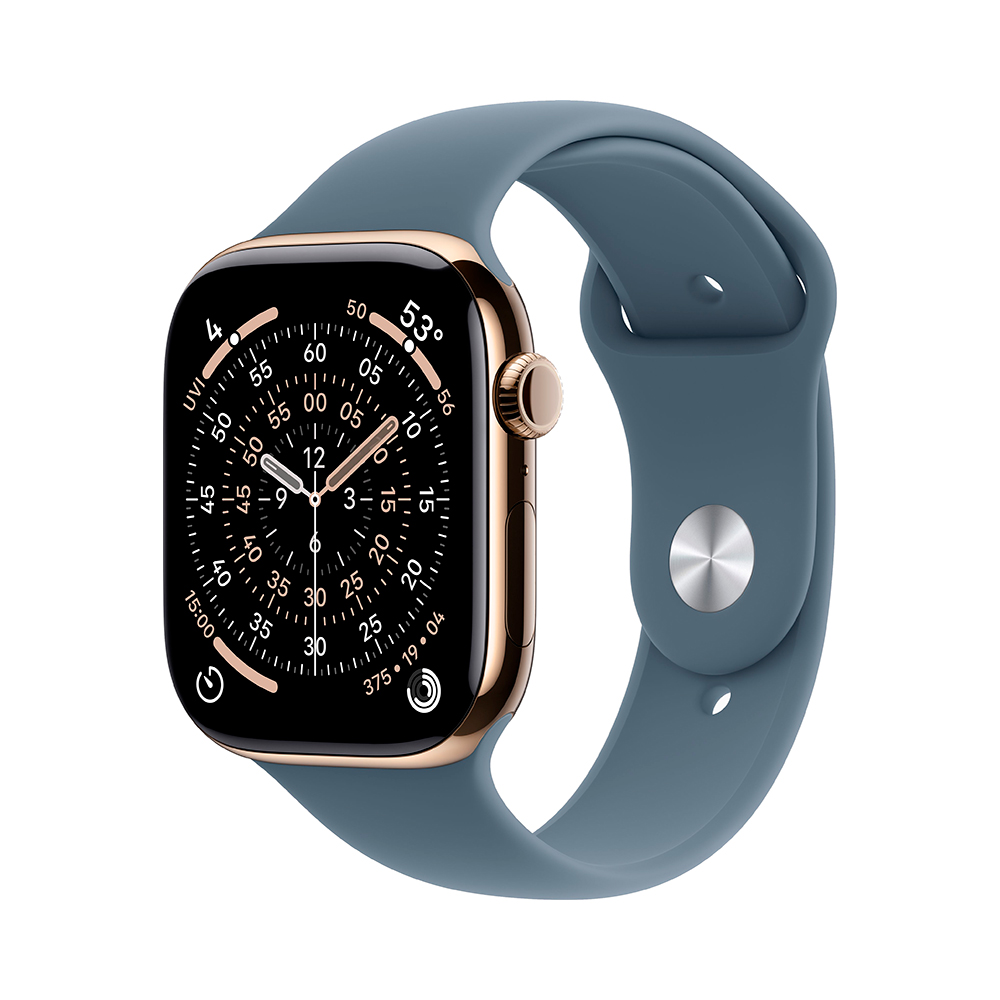 

Умные часы Apple Watch Series 11 (GPS+Cellular), 46 мм, Gold Titanium Case/Anchor Blue Sport Band - M/L