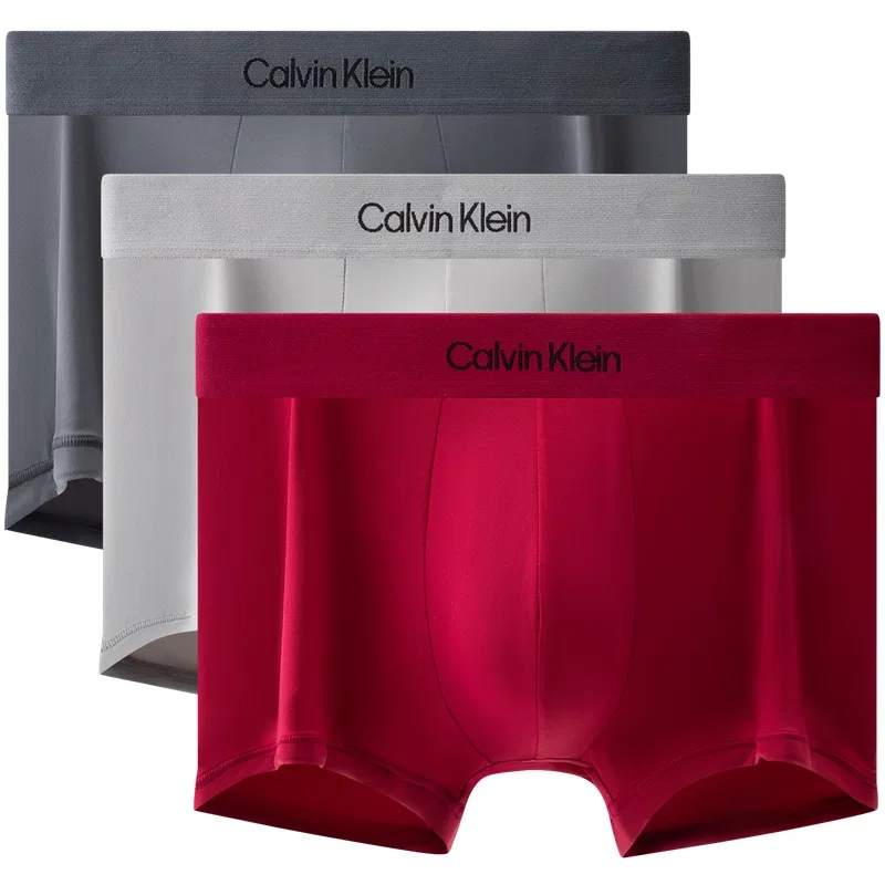 Мужские боксеры-брифы с принтом Calvin Klein, Charcoal Gray/Flame Red/Urban Gray