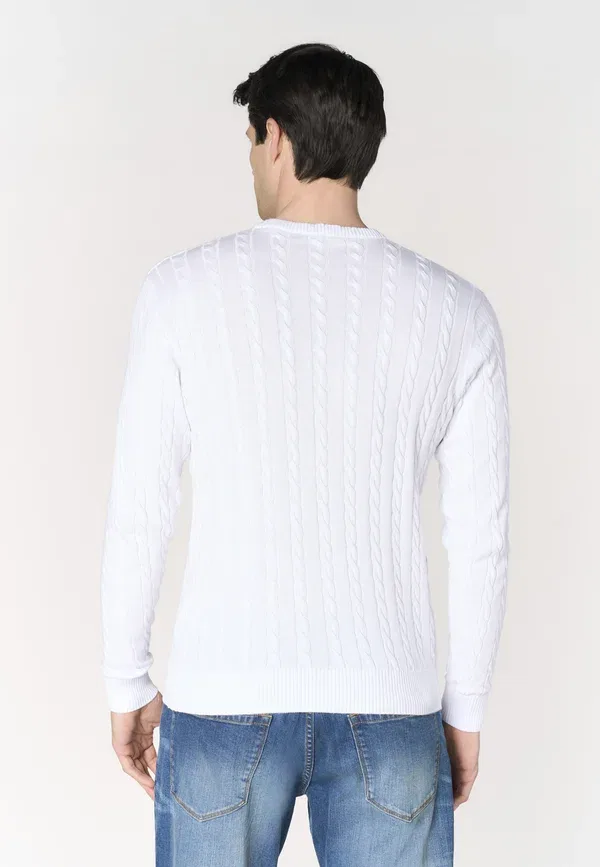 Джемпер с кабельной вязкой Jumper U.S. Polo Assn., Bianco, белый — фото 3