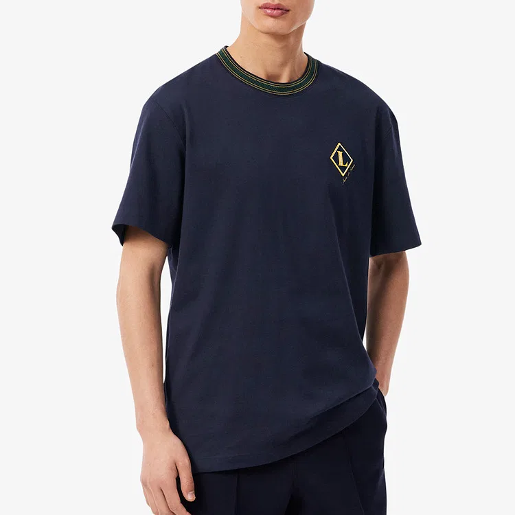 Футболка с круглым вырезом, повседневная, LACOSTE, Ecru — фото 4